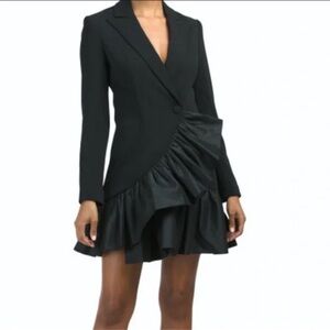 Jay Godfrey Black Dress blazer twist ruffle size 6